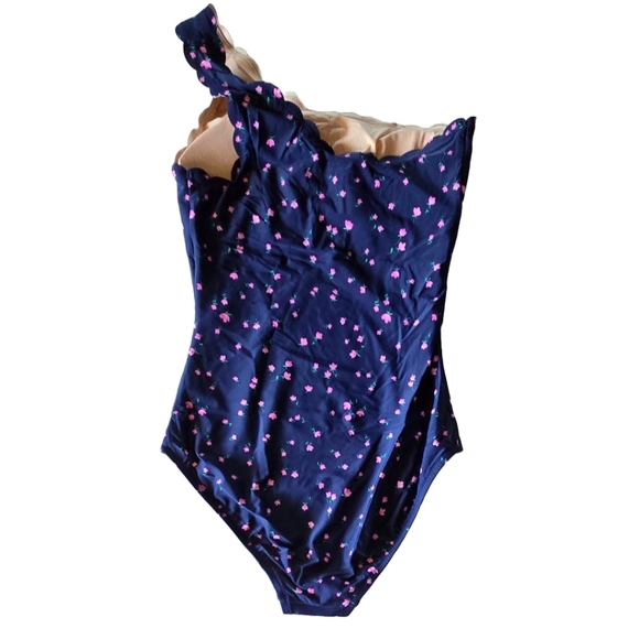 J.Crew Navy Scalloped One-Shoulder One-Piece Swimsuit, Various Sizes, NWT - Picture 5 of 11